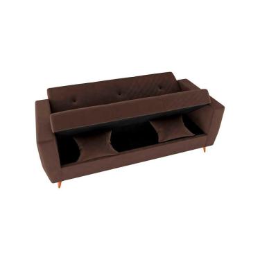 Imagem de Sofá Cama Casal Premium 3 Lugares Com Baú 2,08 Larg Pamela Matrix Veludo Marrom
