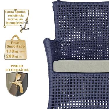 Imagem de Jogo Sofá 4 Poltronas E Mesa Igapó Fendi E3 Trama Original Azul