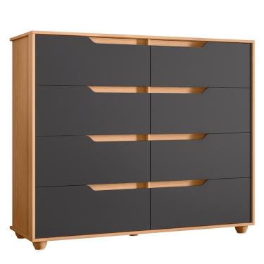 Imagem de Cômoda Doble 8 Gavetas Freijó/titanium - Móveis Albatroz Freijó/titanium