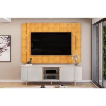 Imagem de Rack Bancada c/ Painel p/ TV até 65 Pol Adele Led e Nichos 180x189cm C