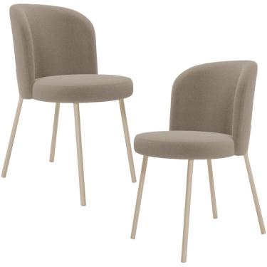 Imagem de Kit 02 Cadeiras Para Sala de Jantar Cozinha Estofada Gavi Arena L02 Bouclê Bege - Lyam Decor