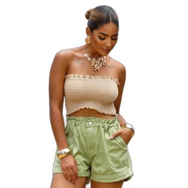 Imagem de SHORTS SARJA CLOCHARD FEMININO CINTURA ALTA COM ELÁSTICO 24388-Feminino