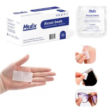 Imagem de Lenços Umedecidos Saches Álcool Swab 70% Medix Kit Com 500 unidades