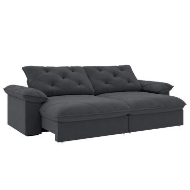 Imagem de Sofá Retrátil E Reclinável 4 Lugares 2,60m Slim Amsterdã Cinza