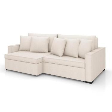 Imagem de Sofá 3 Lugares Retrátil e Reclinável Rivera Linho Bouclé Cru 225 cm - 
