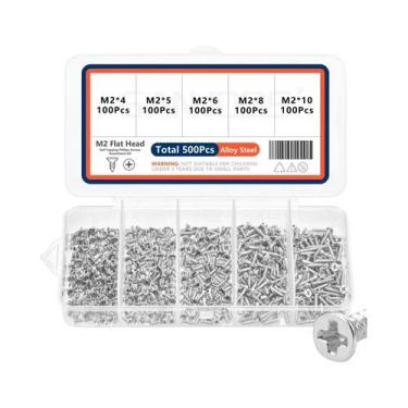 Imagem de Parafusos Autoatarraxantes Mini M2 500 Peças Phillips De Cabeça Chata 