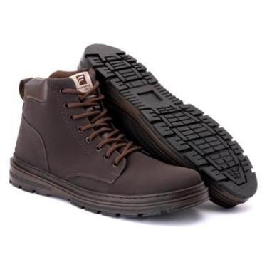 Imagem de Bota Coturno Masculino Preto e Marrom Sintético com Ziper-Masculino