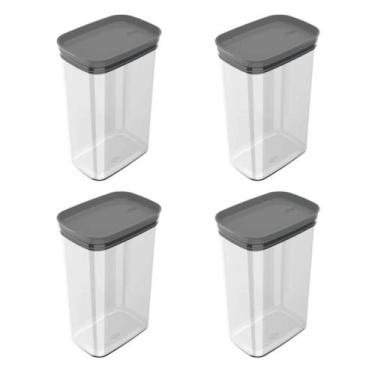 Imagem de Kit 4 Potes Mantimentos Block 2,3l Chumbo Martiplast Ou, CHUMBO