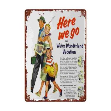 Imagem de Pintura em ferro, decoração de parede, férias de praia vintage, 20x30c