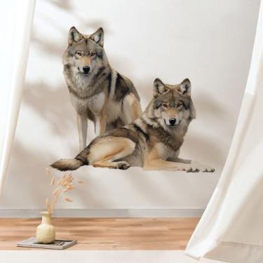 Imagem de Adesivo de parede Wolf Self-Adhesive Animal Home Decor - taiyuanketanm