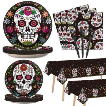 Imagem de Conjunto de talheres Tevxj 98 unidades para festa do Dia dos Mortos