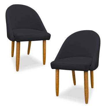 Imagem de Kit 02 Cadeiras Decorativa Estofada Para Sala Recepção Cozinha Lua Star Veludo Cinza Escuro Do Lar Móveis E Decoração