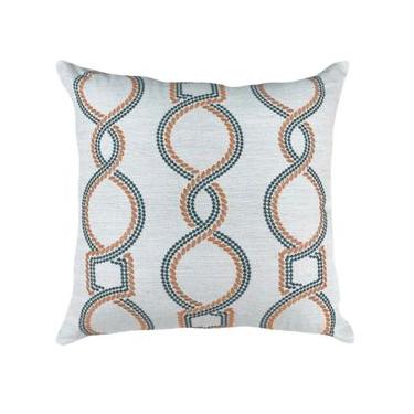 Imagem de Almofada De Linho Cru Com Bordado Fino Ocre E Verde 52Cm - Decortextil NA