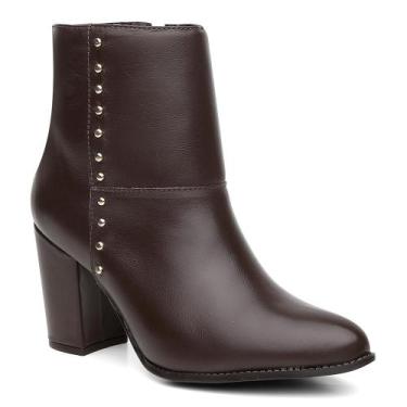 Imagem de Bota Coturno Feminina Couro Salto Médio Confortável Dia Dia - Valentin