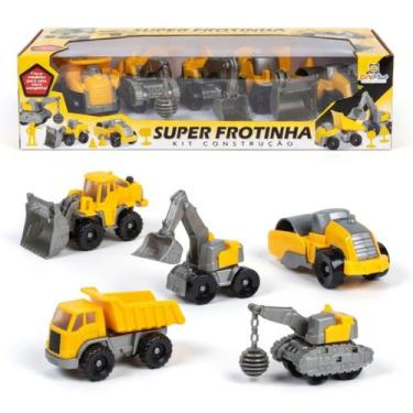 Imagem de Kit de 5 Carrinhos Super Frota Construção Brinquedo Caminhão - Brinque