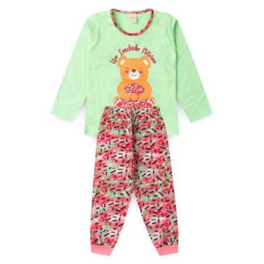 Imagem de Pijama Longo Infantil Menina Verde Ursinho com Donut - Molekada, 8