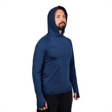 Imagem de Camisa Masculina Termica Frio Inverno Proteção Uv Capuz - CMURBANO, Az