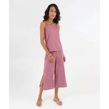 Imagem de Calça Pantacourt Feminina Canelada Marisa Lilás-49004, Lilás, M