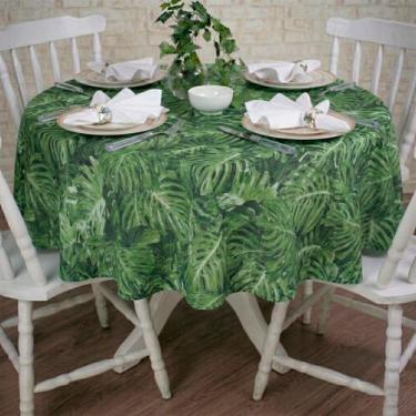 Imagem de Toalha de Mesa Redonda em Tecido Jacquard Estampado Costela de Adão 3D