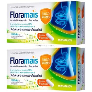 Imagem de KIT 2X Floramais + Zinco Probiotico Lactobacillus 6 cápsulas - Maxinut