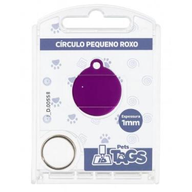 Imagem de Plaquinha de Identificação Personalizada - Círculo Roxo P - Pets Tags