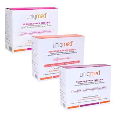 Imagem de Seringas para Insulina Uniqmed 100Ui 0,3mL 6mm 31G Com 10 Unidades