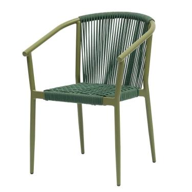 Imagem de Cadeira Empilhável Oliveta Rivatti 57 Cm (largura) Estrutura Em Alumínio E Corda Náutica Verde