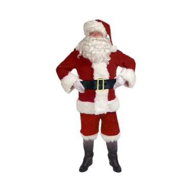 Imagem de Fantasia De Papai Noel Para Adultos Com 7 Peças, Traje De Natal Com Ch