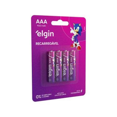 Imagem de Pilha Recarregável AAA Palito - 900Mah Blister com 4 Unidades - Elgin,