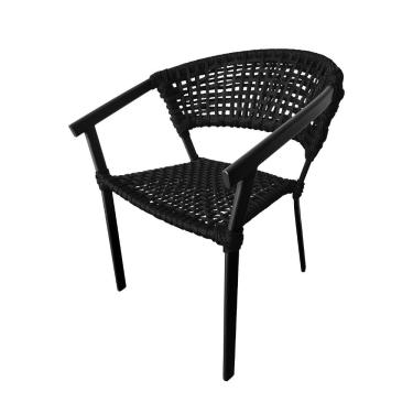 Imagem de Cadeira Sofia Corda Náutica Base Em Alumínio Preto-preto