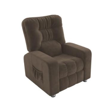 Imagem de Poltrona Matrix Reclinável Azera Veludo Marrom Escuro, Marrom