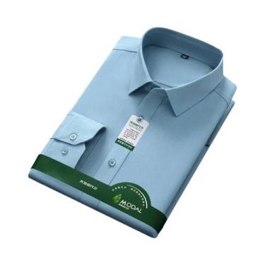 Imagem de Camisa Social Masculina Branca Slim Fit Antirrugas De Manga Longa Para