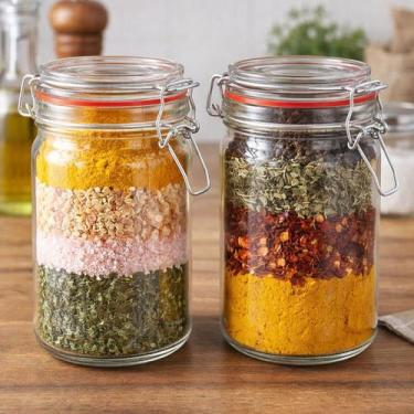 Imagem de Potes Hermético Mantimentos Vidro Trava Metal 1000ml Kit 4pç - Genéric