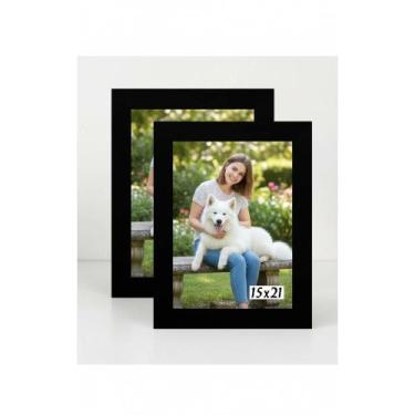 Imagem de Kit 2 Porta Retrato 15x21 A5 Moldura Madeira Preta P/ Foto - Congratul