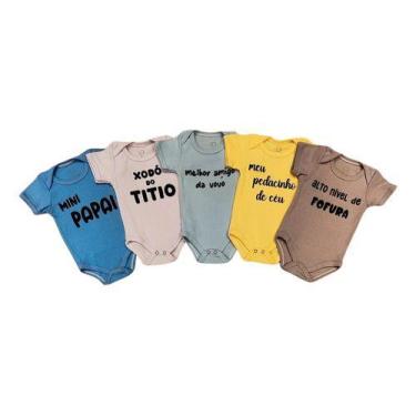 Imagem de Kit 10 Bodies M/curta Bebê Menina Estampado Frases UM -, Multicolorido