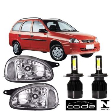 Imagem de Par farol corsa wind 1994 a 2000 cromado e super led 4.3k - BBS / AI
