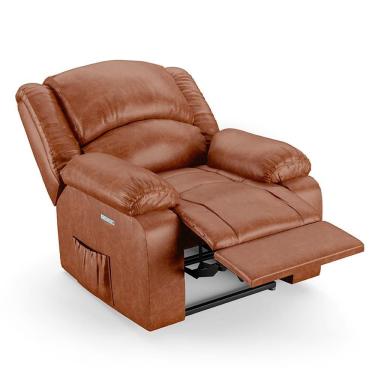 Imagem de Poltrona Do Papai Reclinável Pietra Elétrica Led Massagem Fh9 Pu Caramelo Brilho - Mpozenato