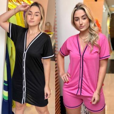 Imagem de Kit Camisola e Pijama aberto com botões, baby doll blogueira americano