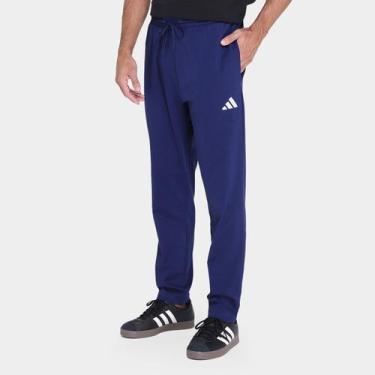 Imagem de Calça Adidas Logo Single Jersey Masculina, Azul, Branco, M