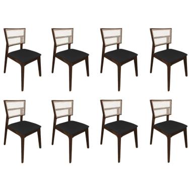 Imagem de Kit 8 Cadeiras De Jantar Tela Premium Madeira Maciça Manuela Preto Veludo