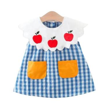 Imagem de Vestido De Algodão Sem Mangas Com Estampa Xadrez De Verão Para Menina,