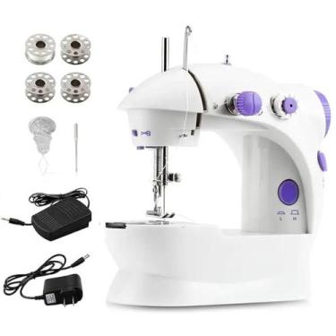 Imagem de Mini Máquina Costura Reta Portátil Cor Branco 110/220 Bivolt - HBBTS, 