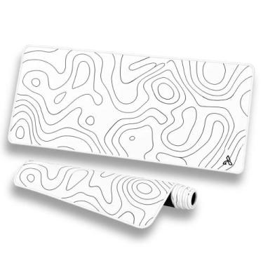 Imagem de Mouse Pad Gamer Extended CM02 900x400 Branco Abstrato - ATWE ELETRÔNIC