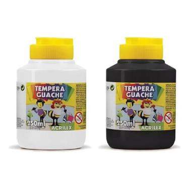 Imagem de Kit 2 TEMPERA GUACHE Acrilex 250ml - BRANCO e PRETO - 02025