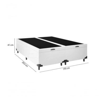 Imagem de Cama Box Baú King 193 Tecido Branco Com Colchão Alegro Bello Box D28 Cinza 58x193x203