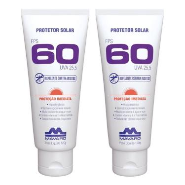 Imagem de Kit 2 Protetor Solar E Repelente Contra Insetos 120g Profissional FPS 60 EPI Mavaro