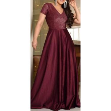 Imagem de Vestido longo godê marssala de festa/madrinha/ - Menina mulher, Marssa