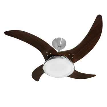 Imagem de Ventilador De Teto Tron Mareiro Led 4 Pás Marrom / Alumínio - 127V, 11