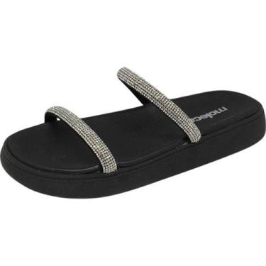 Imagem de Sandália Feminina Conforto Flatform Papete Tendência Moleca, Cristal, 
