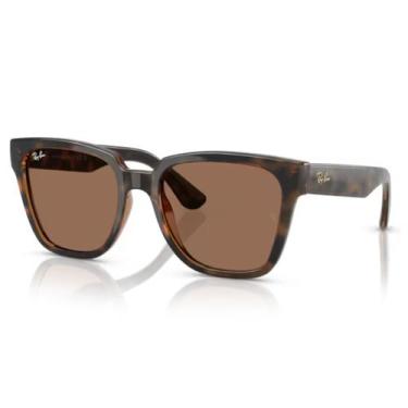 Imagem de Óculos de Sol Ray-ban 0RB4437L Feminino Quadrado, Marrom, 55